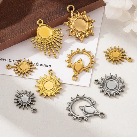 304 Stainless Steel Sun Flower Pendants Radiant Fan Shaped Sun Charms For DIY Jewelry Necklace Making High End Jewelry Findings