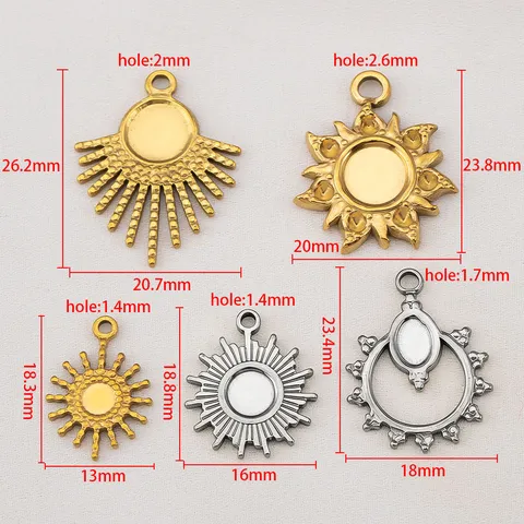 304 Stainless Steel Sun Flower Pendants Radiant Fan Shaped Sun Charms For DIY Jewelry Necklace Making High End Jewelry Findings