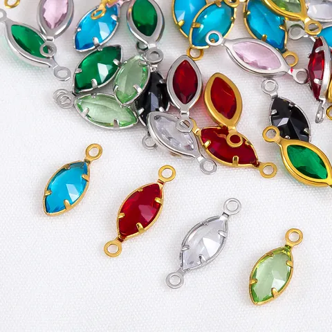 Conectores de Colgante de Vidrio de Color Forma de Marquesa de Acero Inoxidable 304 para Collar Pulsera Joyería DIY Accesorios Hechos a Mano