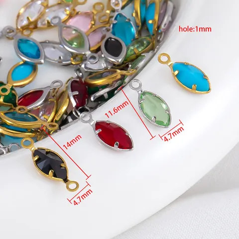 Conectores de Colgante de Vidrio de Color Forma de Marquesa de Acero Inoxidable 304 para Collar Pulsera Joyería DIY Accesorios Hechos a Mano