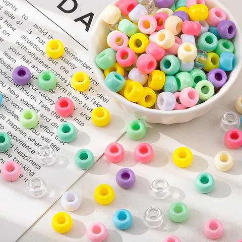 Colorful Acrylic Big Hole Barrel Beads Macaron Candy Color Abacus Beads For DIY Keychain Bracelet Jewelry Making Craft Accessories