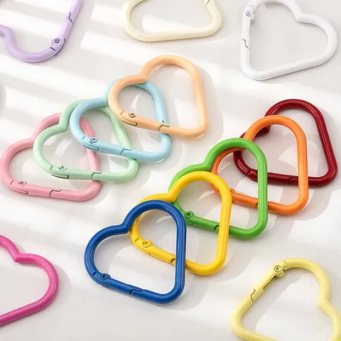 Alloy Heart Shape Spring Ring Enamel Carabiner Keychain Clasp Jewelry Findings For DIY Bag Accessories Women Gifts