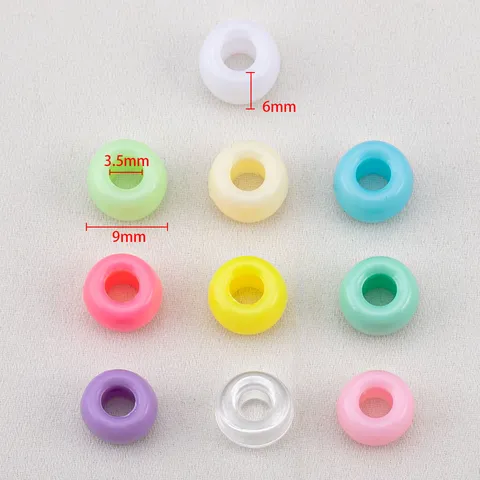 Colorful Acrylic Big Hole Barrel Beads Macaron Candy Color Abacus Beads For DIY Keychain Bracelet Jewelry Making Craft Accessories