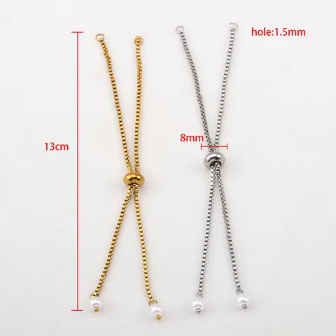 304 Roestvrij Staal Verstelbare Glijdende Kraal Doosketting Kunstparel Verlengketting Voor DIY Sieraden Armband Maken Benodigdheden