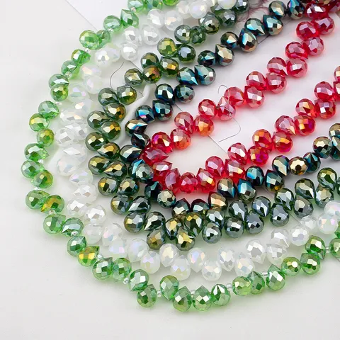 Cuentas de Vidrio Facetadas Forma de Lágrima Color Aurora Boreal Pulidas Brillantes Para Creación de Joyas Bricolaje