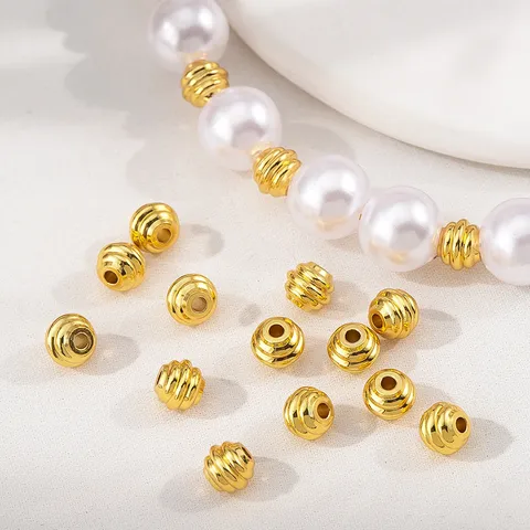 18K Vergulde Koperen Draad Afstandskralen Meerlaagse Geometrische Losse Kralen Voor DIY Ketting Armband Maken Sieraden Accessoires