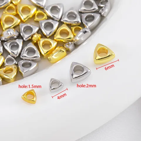 18K Gold Plated Copper Triangle Spacer Beads Geometric Geometric Loose Beads DIY Jewelry Findings For Bracelet Necklace Accessories