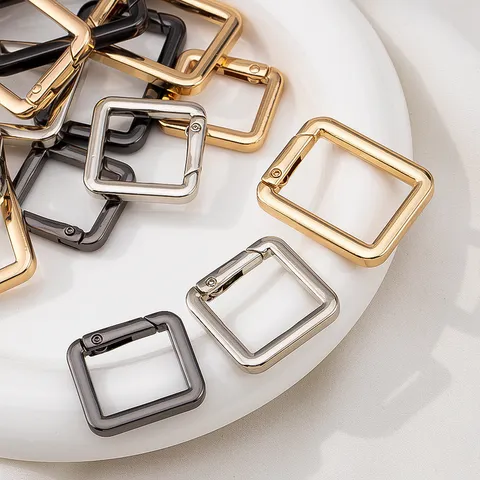 Square Alloy Spring Ring Buckle Geometric Bag Hook For Keychain DIY Jewelry Making Metal Open Jump Ring Connector Accessory