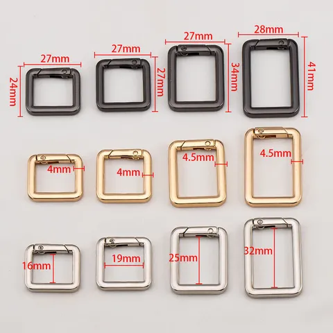 Square Alloy Spring Ring Buckle Geometric Bag Hook For Keychain DIY Jewelry Making Metal Open Jump Ring Connector Accessory