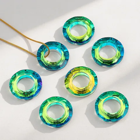 Multi-faceted Colorful Glass Angel Halo Beads For DIY Jewelry Making Shiny Large Hole Round Ring Loose Beads Accessories