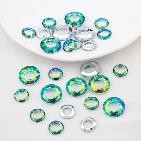 Multi-faceted Colorful Glass Angel Halo Beads For DIY Jewelry Making Shiny Large Hole Round Ring Loose Beads Accessories