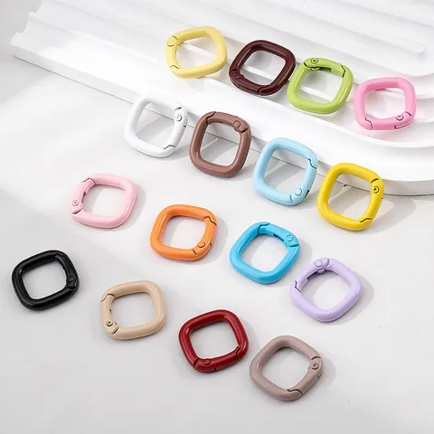 Alloy Candy Color Square Spring Ring Clasp DIY Jewelry Findings For Keychain Bag Pendant Connecting Buckle Accessory