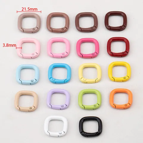 Alloy Candy Color Square Spring Ring Clasp DIY Jewelry Findings For Keychain Bag Pendant Connecting Buckle Accessory