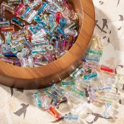 Transparent Iridescent Glass Bugle Beads Tube Seed Beads For Handmade DIY Beaded Bracelet Jewelry Making Accessories