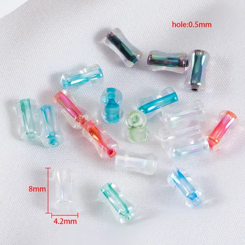 Transparent Iridescent Glass Bugle Beads Tube Seed Beads For Handmade DIY Beaded Bracelet Jewelry Making Accessories