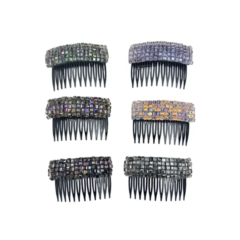 Korean Style Shiny Rhinestone Hair Comb For Women Elegant Geometric Crystal Hair Insert Comb Non-slip Hair Clips Hairpins Daily Banquet Hair Accessory