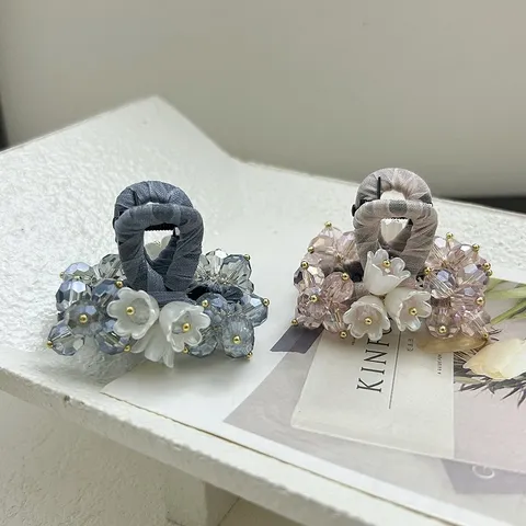 Fairy Style Bellflower Beaded Hair Claw Clip Elegant Crystal Flower Hairpin For Half Tie Back Of Head Women Accessory