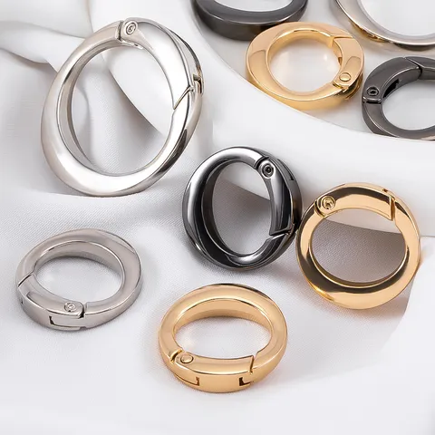 Legering O-Ring Veer Gesp Ronde Platte Draad Sleutelhanger DIY Sieraden Maken Bevindingen Tas Accessoires Karabijnhaak Sluithaak