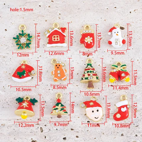 Alloy Christmas Series Charms Pendants DIY Jewelry Accessories Santa Claus Christmas Tree Gingerbread Man Enamel Rhinestone Hanging Decorations