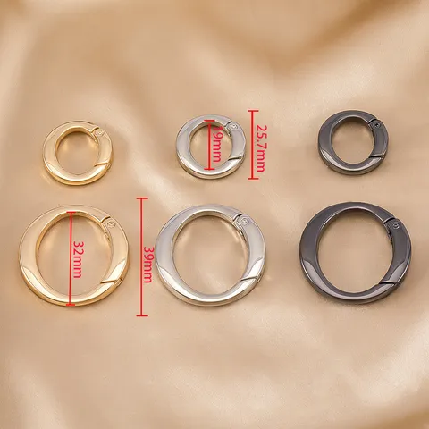 Legering O-Ring Veer Gesp Ronde Platte Draad Sleutelhanger DIY Sieraden Maken Bevindingen Tas Accessoires Karabijnhaak Sluithaak