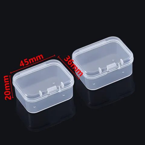 Mini Caja de Almacenamiento de Plástico PP Transparente Pequeño Compartimento Individual Cuadrado Organizador Estuche Con Tapa Para Joyas Tapones Para Oídos