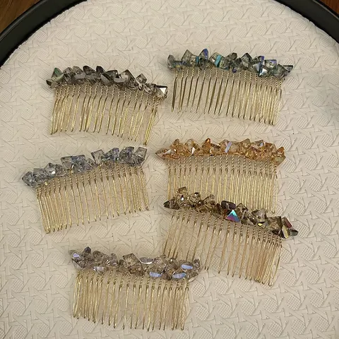 Koreanisch Minimalistisch Legierung Strass Künstliche Perle Haarkamm Eleganter Kristall Haarklammer Für Damen Hochzeitsaccessoires
