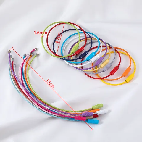 Candy Color Lacquered Steel Wire Keychain Rings With Screw Connectors Minimalist Metal Loop For DIY Jewelry Making Tag Key Ring