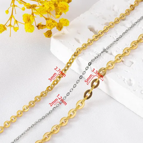 304 Stainless Steel Flat Oval Cross Chain 18K Gold Plated DIY Bracelet Necklace Jewelry Making Finding Extra Fine Chain