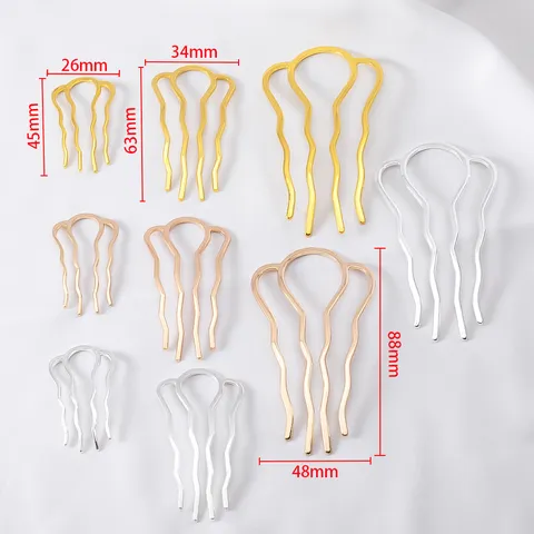 Vintage Legierung Wellig U-Förmige Haarkamm Haarnadel Basis Für Hanfu Kopfschmuck DIY Schmuckherstellung Zubehör