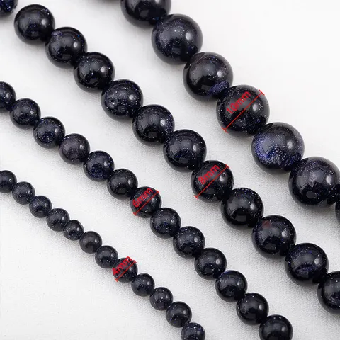 Starry Sky Glass Beads Shimmering Imitation Blue Sandstone Round Spacer Beads For DIY Jewelry Making Bracelet Accessories