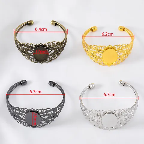 Retro Spitze Blume Oval Armband Basis Lünette Einstellung Für Zeit Edelstein DIY Schmuckherstellung Erkenntnisse Eisen Galvanisiert