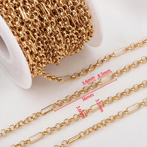 Gold Plated Copper Paperclip O-Link Chain For DIY Necklace Bracelet Making Flat Wire Metal Jewelry Finding Chain Accessory