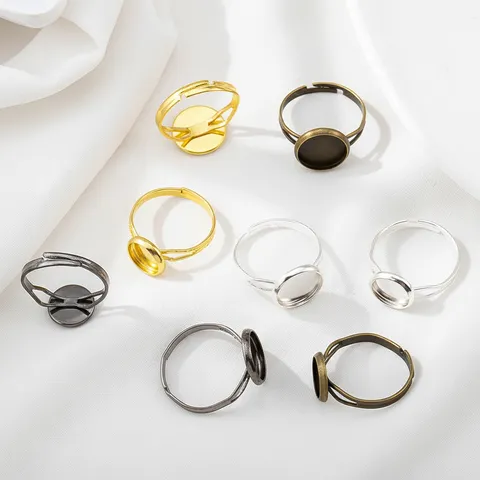Vintage Verstellbare Ringbasis Runde Leere Cabochon Fassung DIY Schmuckherstellung Metallzubehör Retro Stil