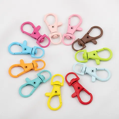 Colorful Alloy Lacquer Rotating Spring Buckle Lobster Clasp For DIY Jewelry Making Bag Toy Doll Pendant Accessories