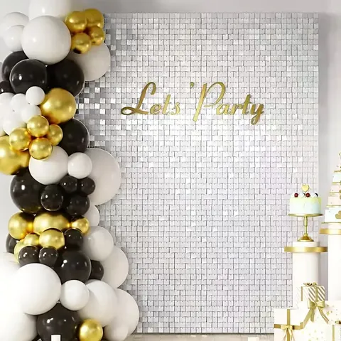 Schimmernde Pailletten Wand Hintergrund Paneele Spiegel Windaktiviert Quadratische Paneele Für Hochzeit Geburtstag Party Event Dekoration