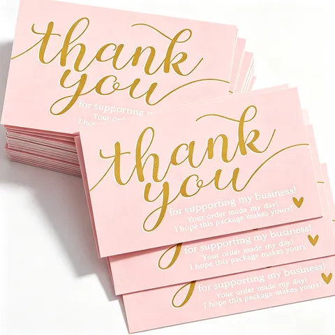 Tarjetas de Agradecimiento de Papel para Pequeñas Empresas Embalaje de Regalos Tarjetas de Felicitación Ramo de Flores Papelería Rosa Negro Holográfico