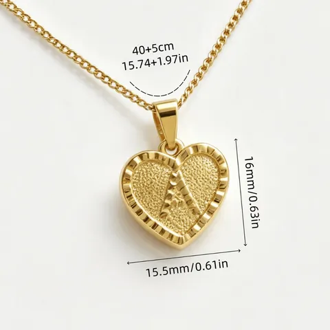Minimalistischer Edelstahl Herz Buchstabe Anhänger Halskette Mit Panzerkette Vergoldet Modeschmuck Geschenk Für Damen