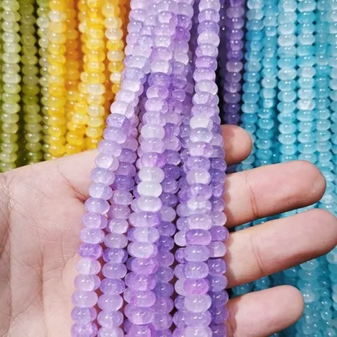 Ice Crack Glass Abacus Beads Loose Spacer Beads For DIY Jewelry Making Clothing Accessories Drip Oil Processed Ethnic Style Glass Beads