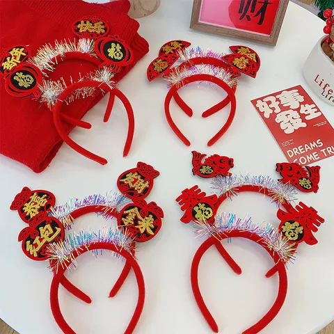 Chinesisches Neujahrsfest Rotes Stirnband Brillenrahmen Traditionelle Festliche Haaraccessoires Für Frühlingsfest Party Feier Requisiten
