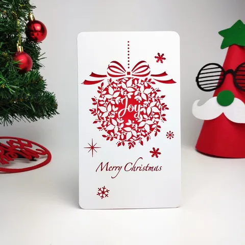 Tarjetas de Felicitación de Feliz Navidad Papel Especial Tarjeta de Corte Láser Hueca con Sobre para Cumpleaños