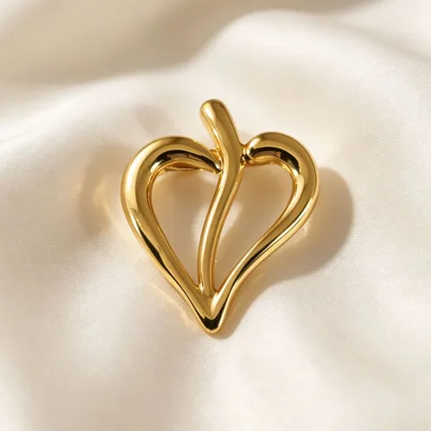 Minimalistisch Edelstahl Hohl Unregelmäßig Herz Blatt Brosche Vergoldet Modeschmuck Anstecknadel Für Damen Herren