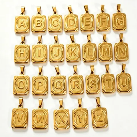 Edelstahl Anfangsbuchstabe Anhänger Halskette Für Damen Mode Vergoldet Box Kette Alphabet Schmuck Geschenk