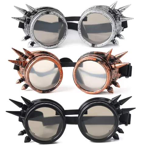 Βίντατζ Γυαλιά Steampunk Με Πριτσίνια Καρφιά Για Αξεσουάρ Πάρτι Μεταμφίεσης Cosplay Halloween Ρετρό Βιομηχανικού Στυλ Γυαλιά Για Άνδρες Γυναίκες