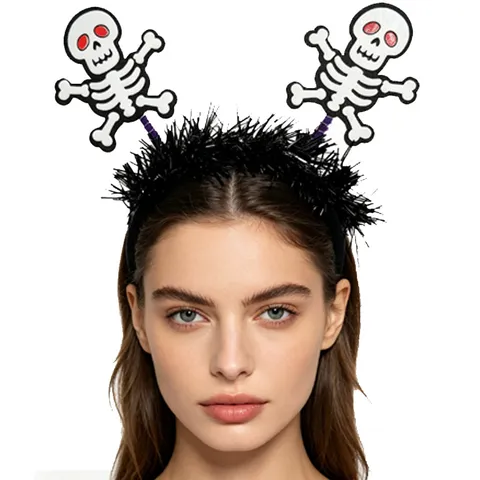 Halloween Headband Party Decoration Skeleton Spider Bat Cat Tinsel Hair Hoop Creative Costume Accessory Festive Headwear