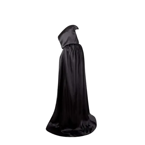 Langer Kapuzenumhang Aus Satin Für Halloween Anime Cosplay Unisex Schnürung Dünner Performance Party Cape Schwarz Rot Lila