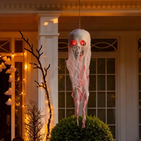 Halloween Ρεαλιστικό Κρανίο Με LED Φωτιζόμενα Μάτια Παλαιωμένα Χέρια Σκελετού Διακόσμηση για Πάρτι και Μπαρ