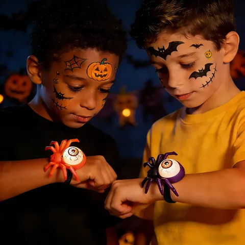 Halloween Glowing Spider Eyeball Wristband Light Up Bracelet For Kids Spooky Party Favors Decorations Toys Gift