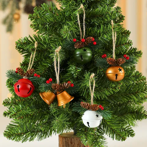 Rustikale Weihnachtsglocken Hängende Ornamente Mit Tannenzapfen Roten Beeren Metallglocken Für Tür Wand Weihnachtsbaum Deko