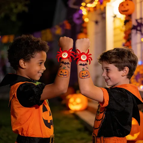 Halloween Glowing Spider Eyeball Wristband Light Up Bracelet For Kids Spooky Party Favors Decorations Toys Gift