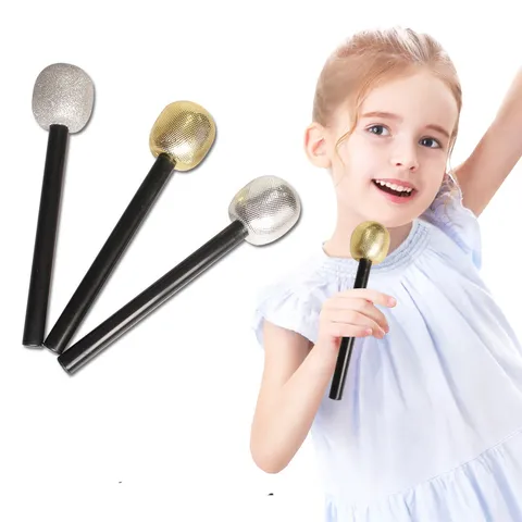 Kids Simulation Microphone Toy Performance Prop Gold Silver Mic For Party Hosting Stage Performance Stage Props Simulation Microphone